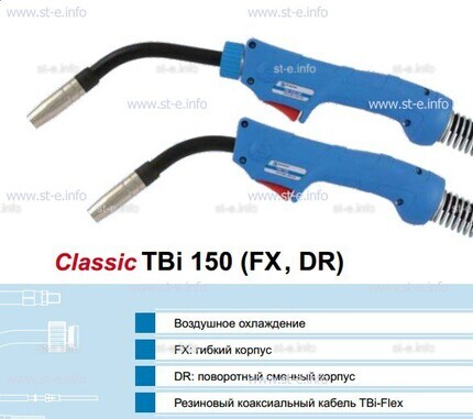 Горелка для полуавтоматической сварки TBi 150-blue-ESG, длина 3 метра - st-e.info - Набережные Челны
